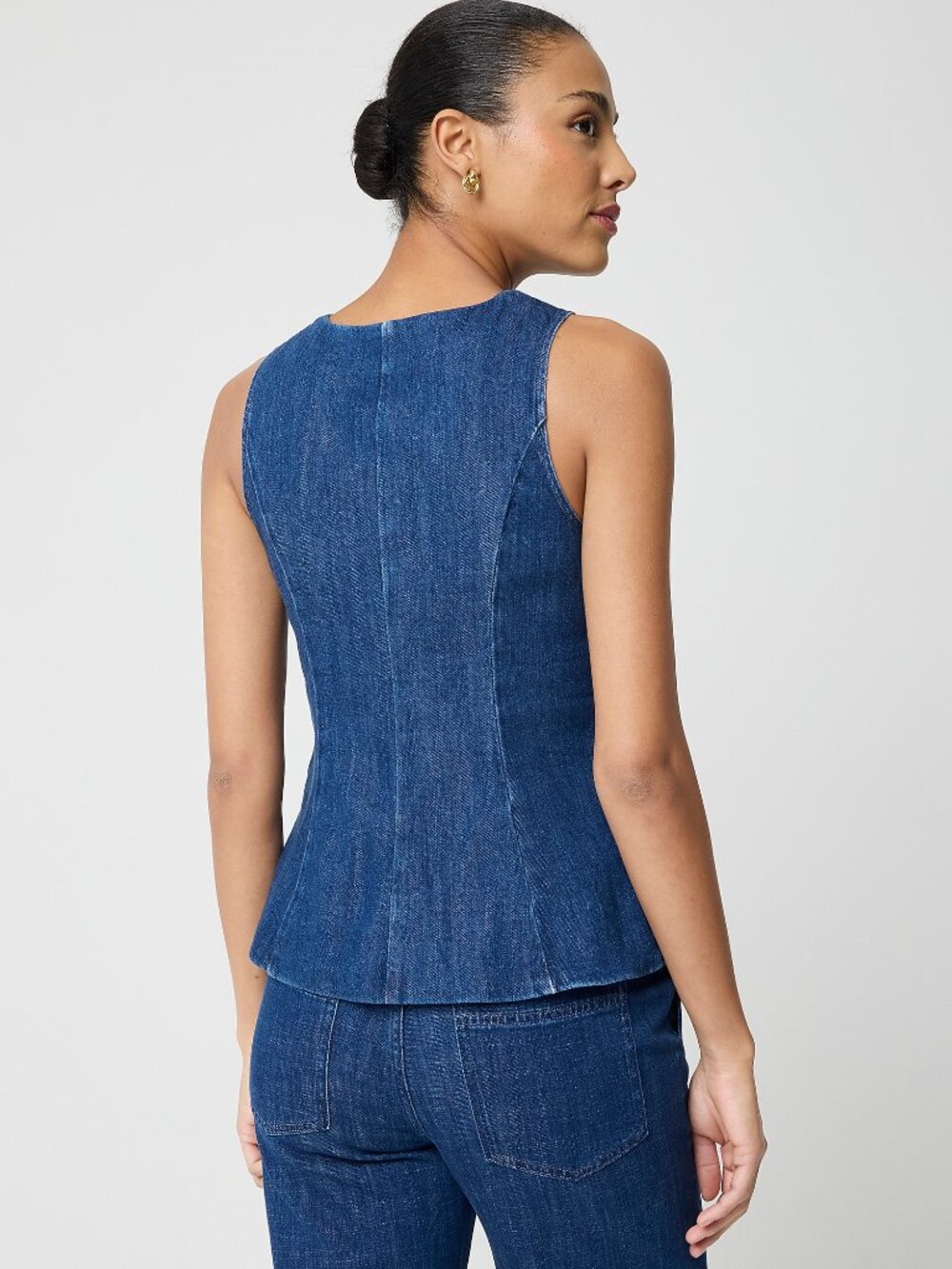 NWT J.Crew Factory Long Denim Button-front Vest - Picture 4 of 7